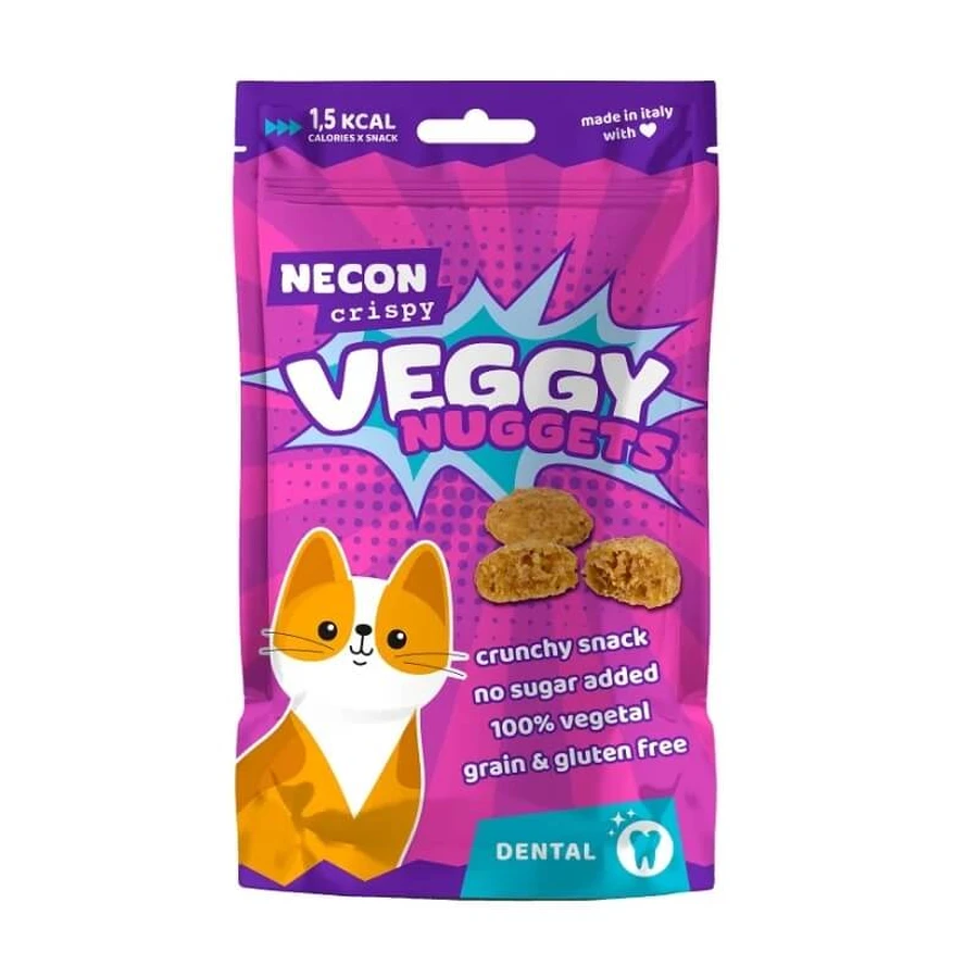 Necon Pet Food Veggy Nuggets Dental Cat - Snack complementario para gatos para la higiene bucal, 85 g