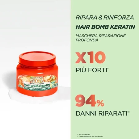 Fructis Repair & Strengthen Hair Bomb Keratin - Mascarilla reparadora profunda 320 ml