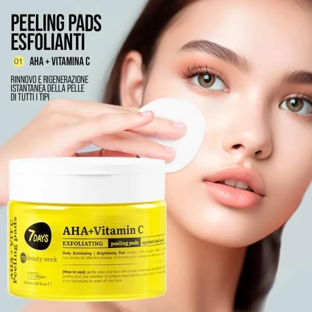 Toallitas exfoliantes 7days Aha + Vitamina C - 50 toallitas exfoliantes