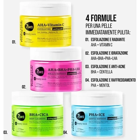 Toallitas exfoliantes 7days Aha + Vitamina C - 50 toallitas exfoliantes