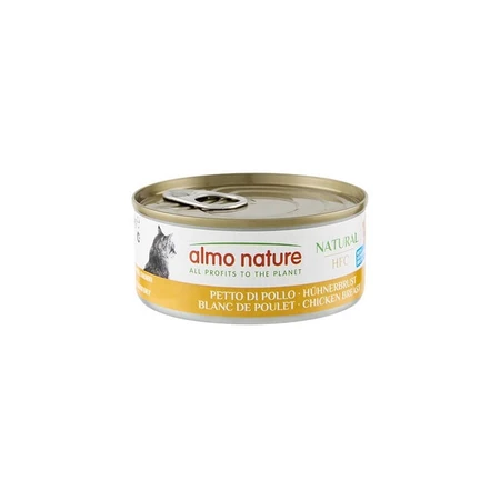 Almo Nature HFC Pechuga de pollo natural - Comida húmeda completa para gatos adultos, 150 g
