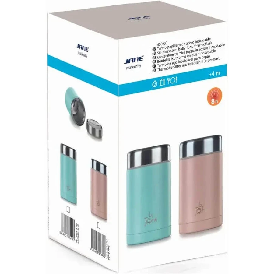 Jane Thermic Color Line - roestvrijstalen thermosfles voor babyvoeding van 450 cc in aquarelblauw