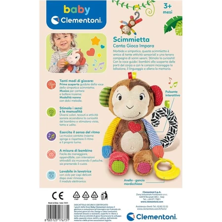 Clementoni Baby: zingende, spelende en leerzame interactieve pluche aap