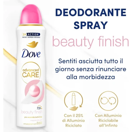 Dove Advanced Care Beauty Finish con aroma a magnolia y lirio - Desodorante en spray, 150 ml