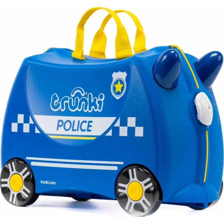 Trunki Blauer Polizeiwagen-Reisekoffer zum Draufreiten