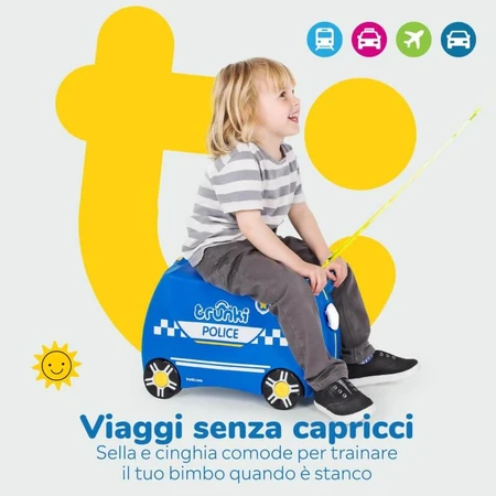Trunki Blauer Polizeiwagen-Reisekoffer zum Draufreiten