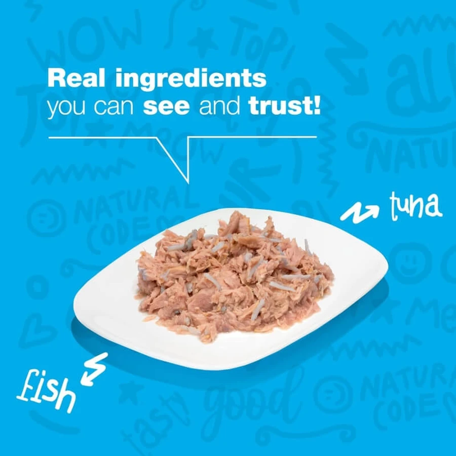 Natural Code 10 ton și pești albi mici – hrană complementară pentru pisici, 85 g