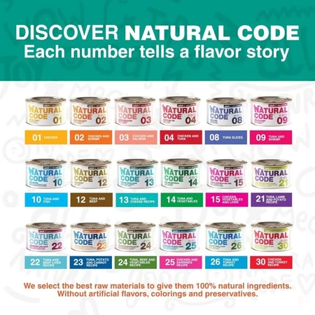 Natural Code 10 ton și pești albi mici – hrană complementară pentru pisici, 85 g