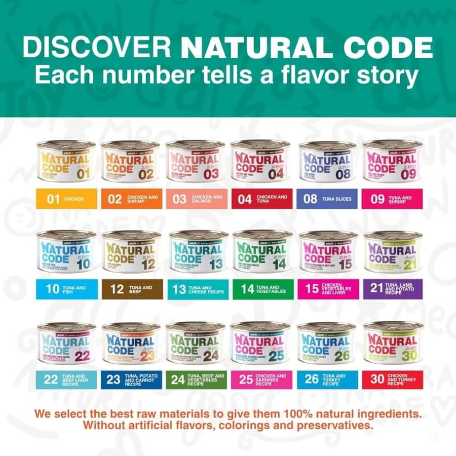Natural Code 10 ton și pești albi mici – hrană complementară pentru pisici, 85 g