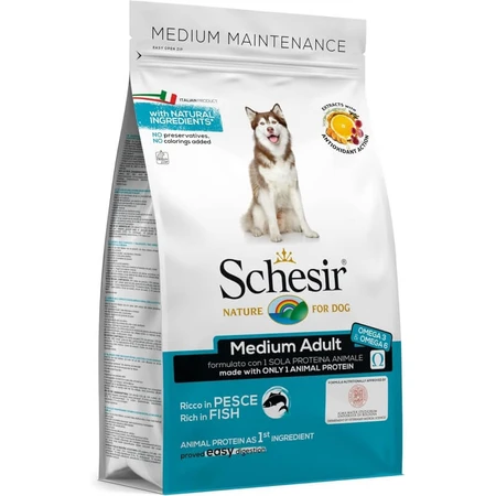 Schesir Medium Maintenance Adult Fish Formula – Alleinfuttermittel für ausgewachsene Hunde mittlerer Größe, 3 kg