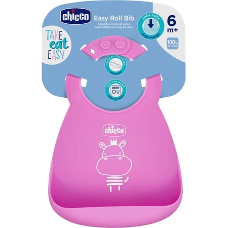Chicco verstelbaar roze siliconen slabbetje