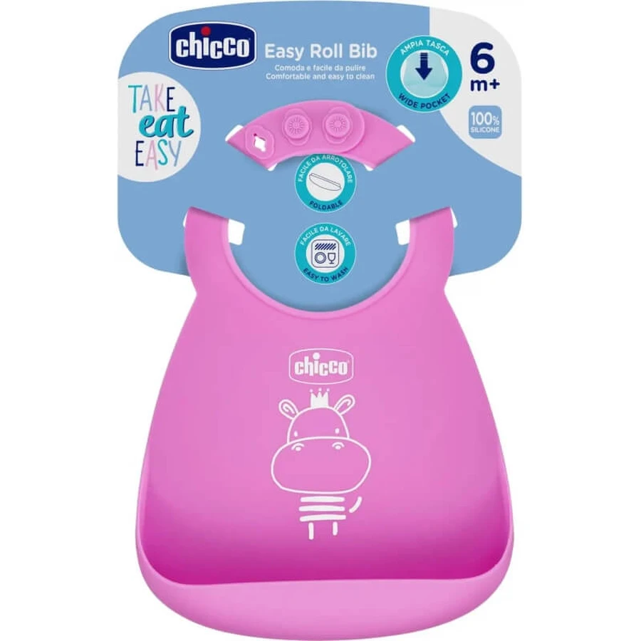 Chicco verstelbaar roze siliconen slabbetje