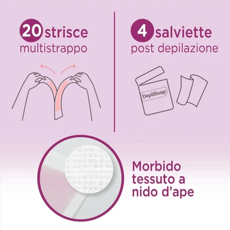 Depilsoap for Sensitive Skin - 20 facial hair removal strips + 4 disposable wipes