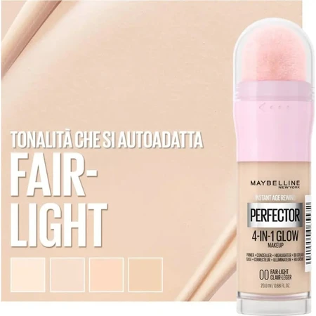 Maybelline Instant Age Rewind Perfector 4 en 1 Glow Makeup - Base de maquillaje iluminadora - N.º 00 Fair Light