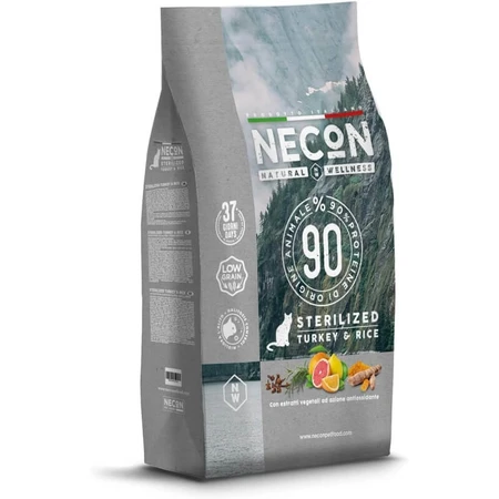 Necon pet food Necon natural wellness curcan și orez – hrană completă pentru pisici adulte sterilizate, 1,5 kg