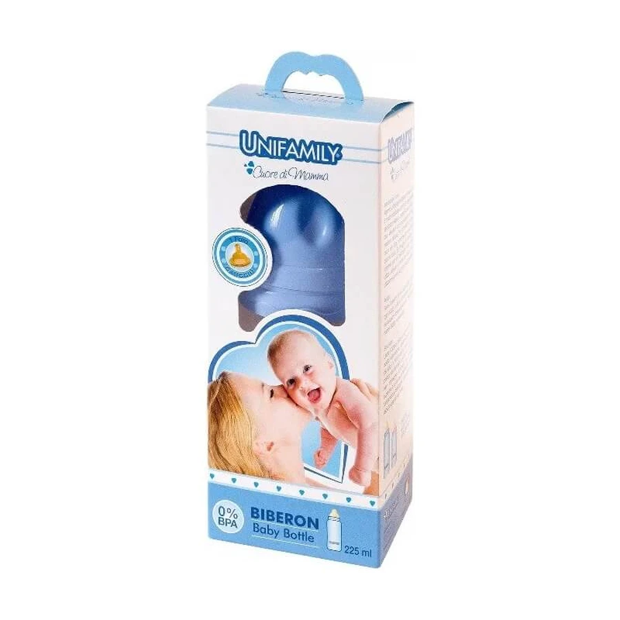 Unifamily biberon boy tettarella in silicone 1 foro 225 ml