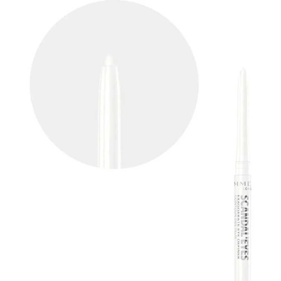 Rimmel ScandalEyes Exaggerate - Lápiz de ojos automático resistente al agua n.º 005 White Snow