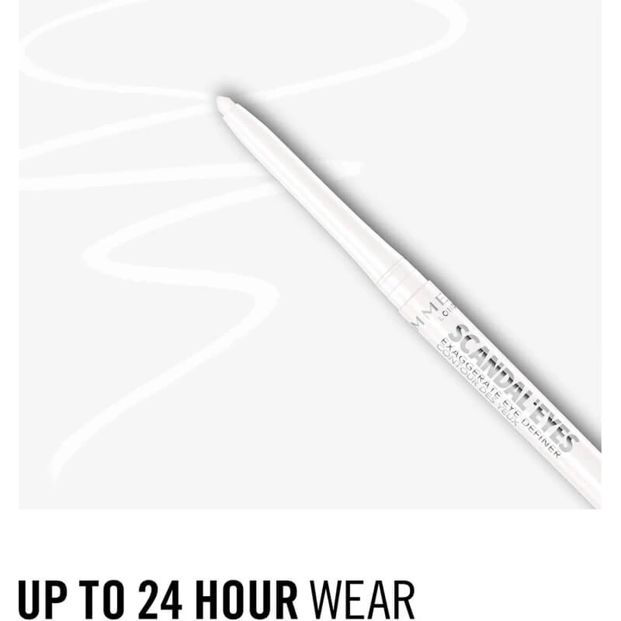 Rimmel ScandalEyes Exaggerate - Lápiz de ojos automático resistente al agua n.º 005 White Snow