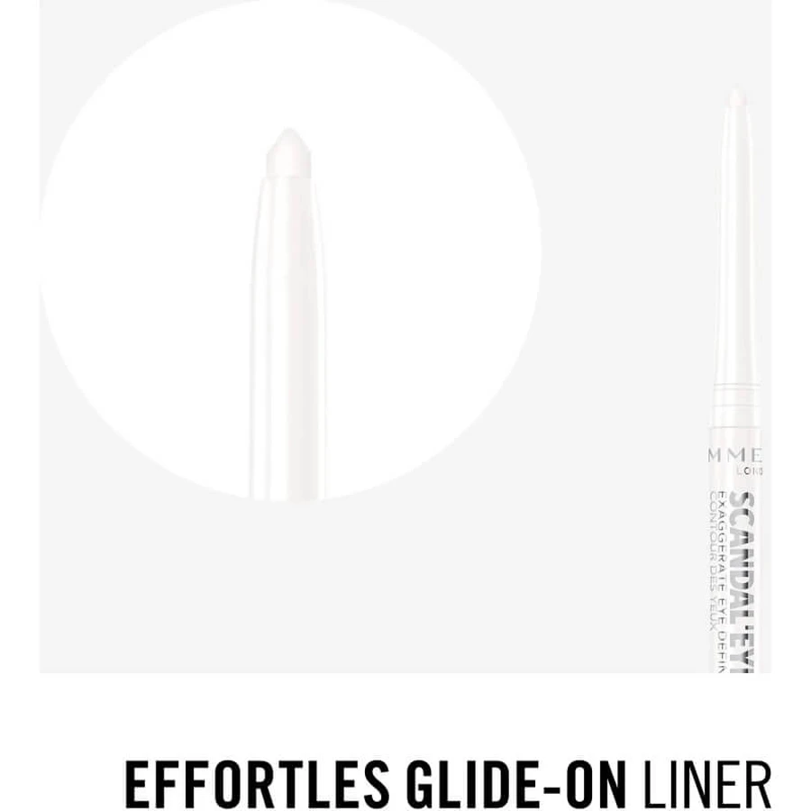 Rimmel ScandalEyes Exaggerate - Lápiz de ojos automático resistente al agua n.º 005 White Snow