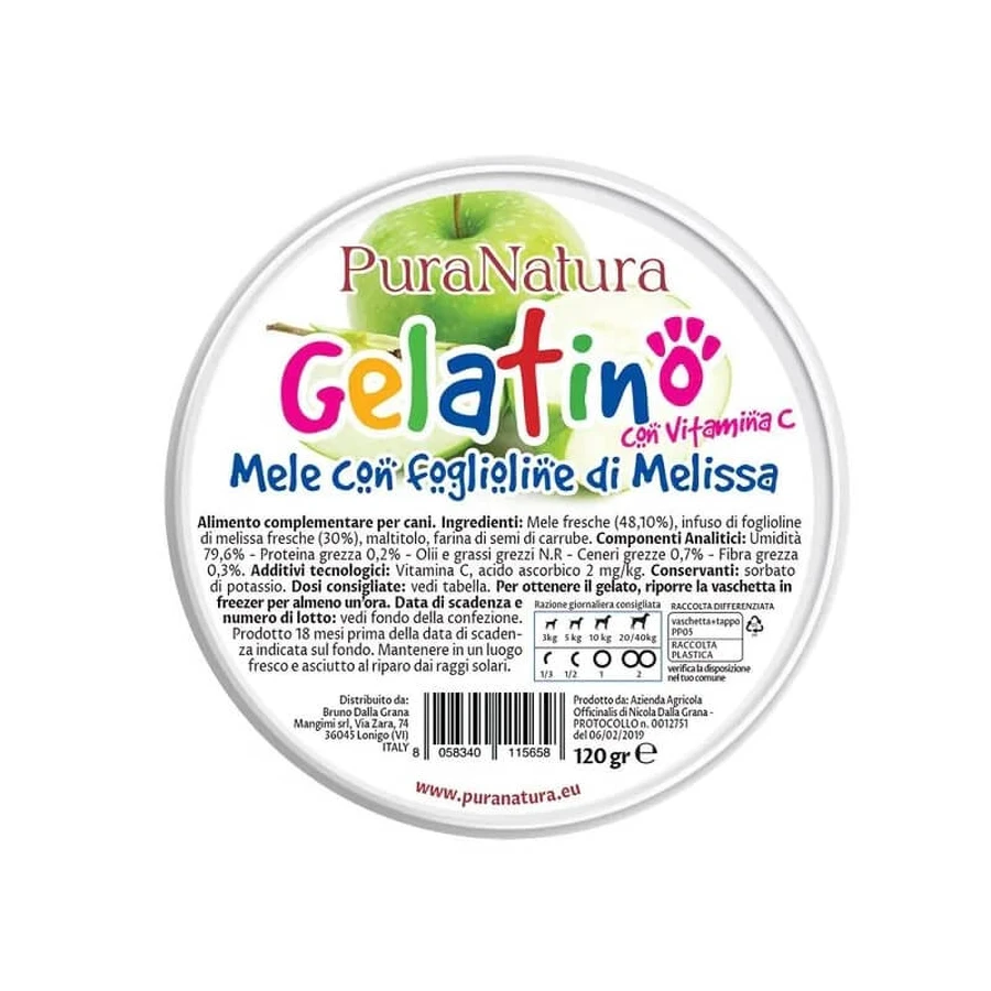 Bruno from Grana Mangimi: Pura Natura Apple-Lemon Balm Gelatin - Dog Supplement, 120 g