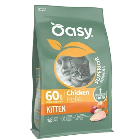 Oasy Kitten formula superioară cu pui – hrană completă pentru pisoi și pisici însărcinate și care alăptează, 6 kg