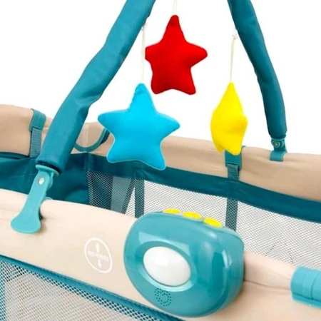 Milly Mally Deluxe 6-in-1 Travel Crib with Changing Table, Rocker, and Wheels - Light Blue