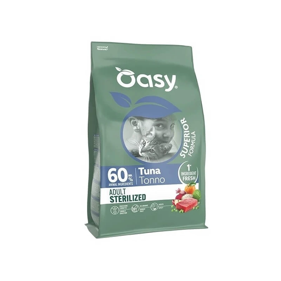 Oasy Superior, formula pentru pisici adulte sterilizate, cu ton – hrană completă pentru pisici adulte sterilizate, 300 gr