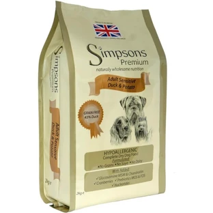Simpsons Premium Adult Sensitive Eend & Aardappelen - Compleet voer voor volwassen honden met een gevoelige maag, 2 kg