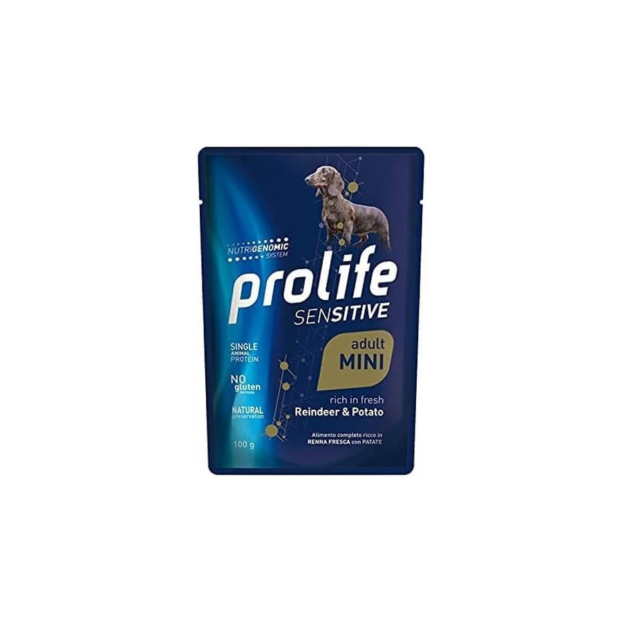 Prolife Sensitive Adult Rendier & Aardappelen - Compleet voer voor gevoelige volwassen honden, Mini, 100 g