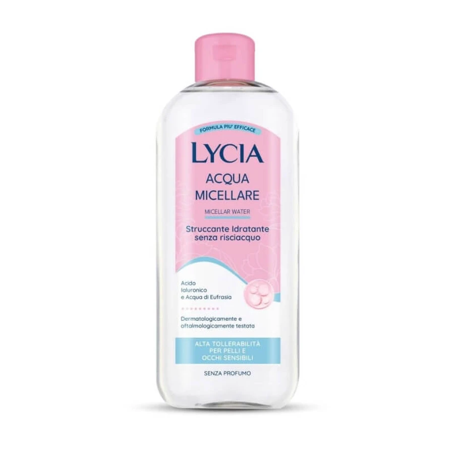 Agua micelar Lycia: desmaquillante hidratante sin aclarado para piel sensible, 400 ml