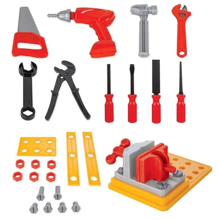 Pilsan speelgoedgereedschapskist – Speelset voor kinderen met 34 accessoires, voor kinderen van 3–5 jaar