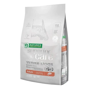 Nature's Protection Superior Care White Dog Grain-Free Salmon - Compleet voer voor volwassen honden van kleine rassen met een witte vacht, 1,5 kg