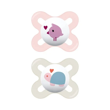 Mam Start nanò – 2 kieferorthopädische Schnuller aus Naturkautschuk, 0–2 Monate, rosa