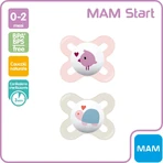 Mam Start nanò – 2 kieferorthopädische Schnuller aus Naturkautschuk, 0–2 Monate, rosa