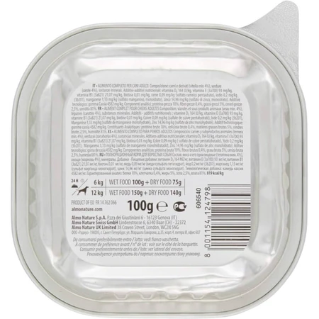 Almo Nature Daily Menu Veal and Carrots - Complete Wet Food for Adult Dogs, 100 g