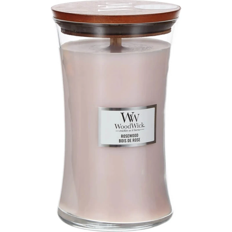 Woodwick Rosewood – Große Sanduhr-Duftkerze, 609 g