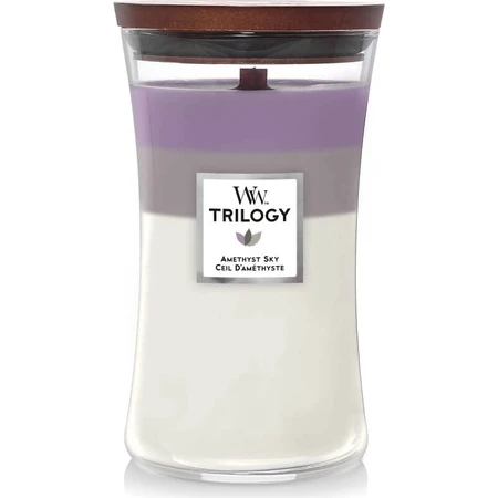 Woodwick Trilogy - amnet sky - grande bougie parfumée, 609 g