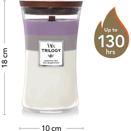 Woodwick Trilogy - amnet sky - grande bougie parfumée, 609 g