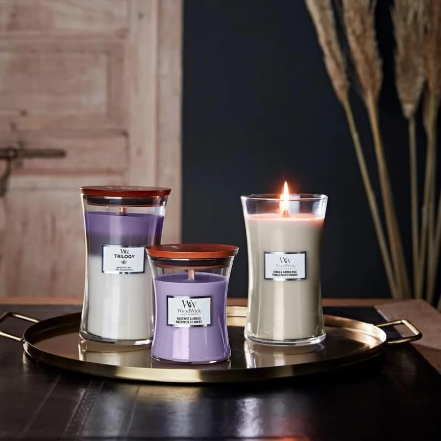 Woodwick Trilogy - amnet sky - grande bougie parfumée, 609 g