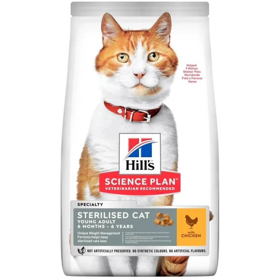 Hill’s Science Plan pentru pisici tinere adulte sterilizate – hrană uscată pentru pisici cu pui, 10 kg