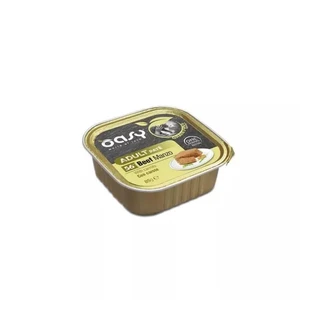 Pâté Oasy sans céréales pour chats adultes au bœuf et à la carotte - Aliment complet pour chats adultes, 85 g