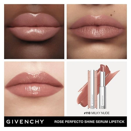 Sérum Rose Perfecto Shine de Givenchy - Barra de labios híbrida n.º 110 Milky Nude