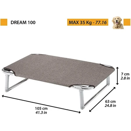 Ferplast Dream - Lit pour chien pliable et surélevé avec structure en aluminium, 119 x 79 x h 18 cm