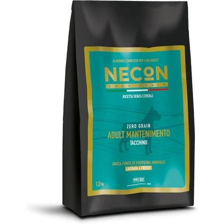 Necon Zero Grain Adult Maintenance hondenvoer met kalkoen – Compleet voer voor volwassen honden, 12 kg