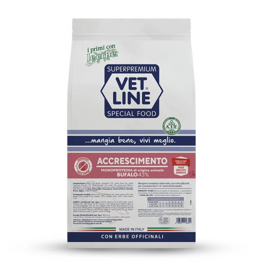 Vet Line Buffalo Growth Formula - Aliment complet pour chiens, 3 kg