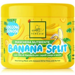 Lady Venezia Banana Split - Mascarilla nutritiva para cabello seco y encrespado con aceite de almendra, 500 ml