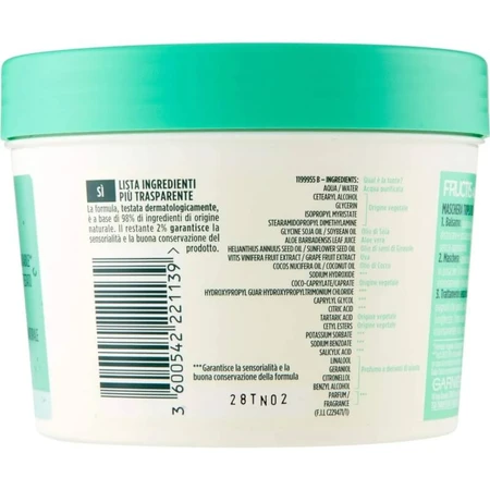 Fructis Hair Food Aloe Vera - Mascarilla 3 en 1 para cabello dañado, 390 ml