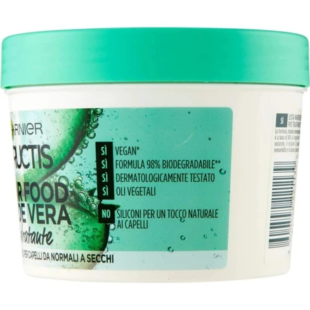 Fructis Hair Food Aloe Vera - Mascarilla 3 en 1 para cabello dañado, 390 ml