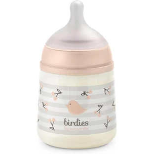Suavinex Birdies - Babyfles met SX Pro-siliconen speen tegen koliek, vanaf 0 maanden, roze, 150 ml