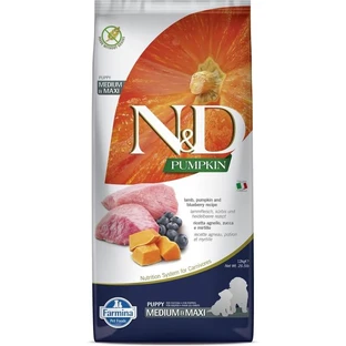 Farmina N&amp;d Pumpkin Puppy Medium &amp; Maxi mit Lamm und Kürbis – Alleinfuttermittel für Welpen, 12 kg